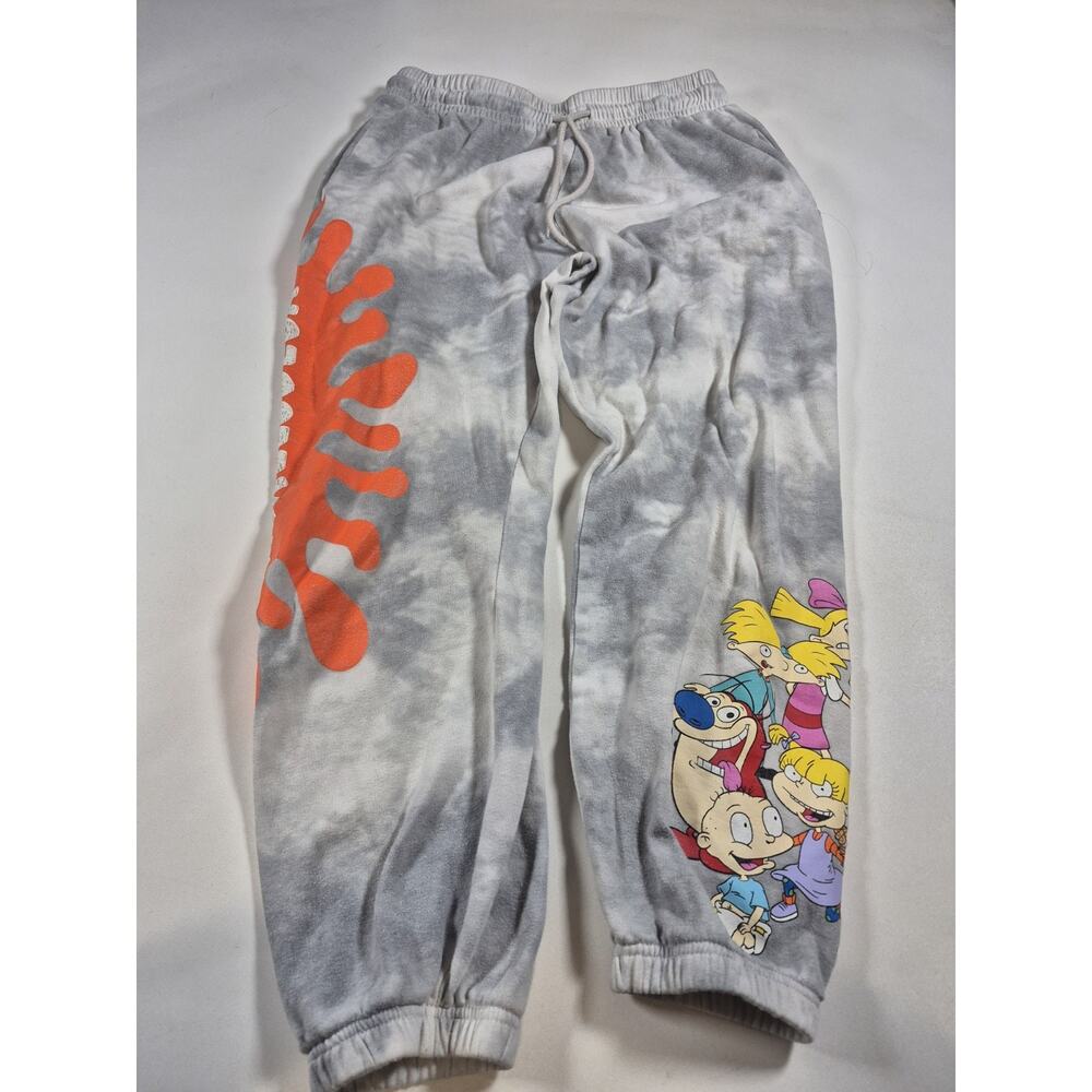 Sz Lg Nickelodeon Logo Jogger Sweat Pants Rugrats Ren Stimpy Hey Arnold